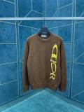 Dior Unisex Personalized Logo Jacquard Round Neck Wool Blended Sweater