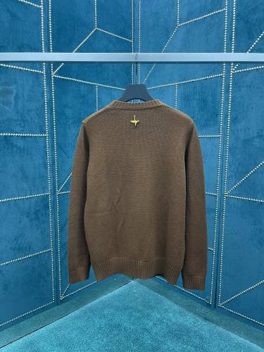 Dior Unisex Personalized Logo Jacquard Round Neck Wool Blended Sweater
