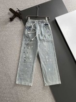 Moncler New High Street Spray Ink Washed Casual Jeans
