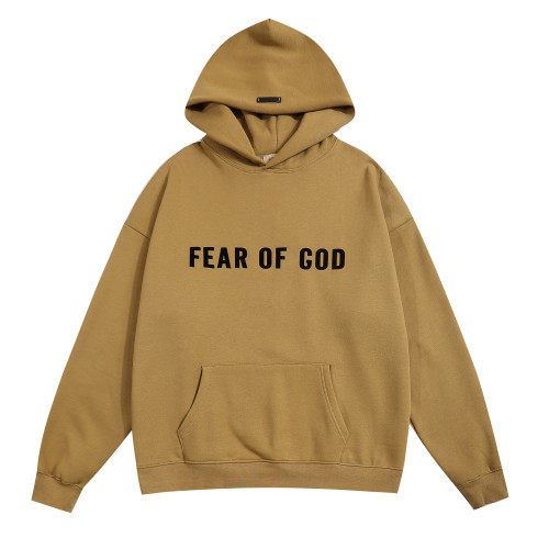 Fear of God Classic Unisex Plush Logo Printed Casual Loose Fleece Hoodie
