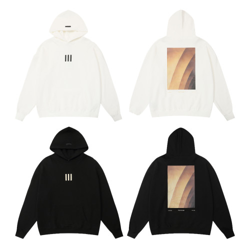 Fear of God Classic Unisex Three Bar Sand Dune Printed Casual Loose Fleece Hoodie
