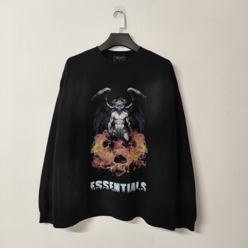 Fear of God New High Street Flame Angel God of War Printed Wash Long sleeved T-shirt