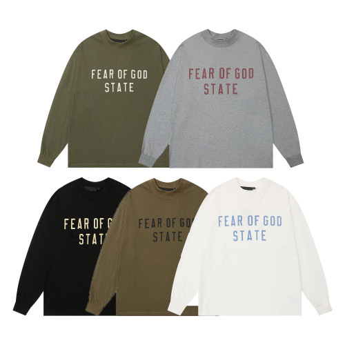 Fear of God New Classic Logo Printed Round Neck Long Sleeve T-shirt