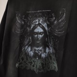 Fear of God New High Street Notre Dame Church Cross Stone Tablet Printed Water Washed Long Sleeve T-shirt