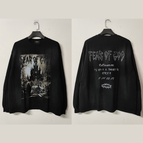Fear of God New Dark Castle Danger Park Vintage Round Neck Long Sleeve T-shirt