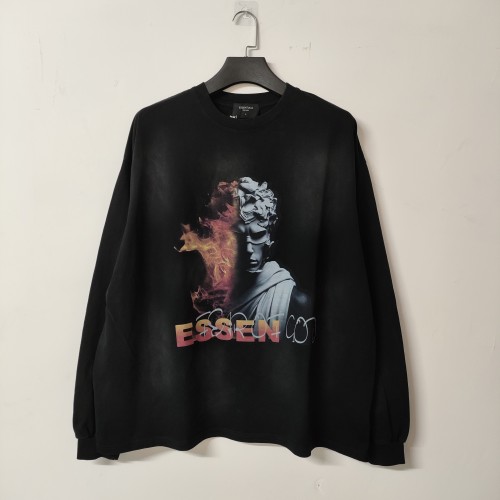 Fear of God New High Street Flame Stone Statue Printed Water Washed Long Sleeve T-shirt