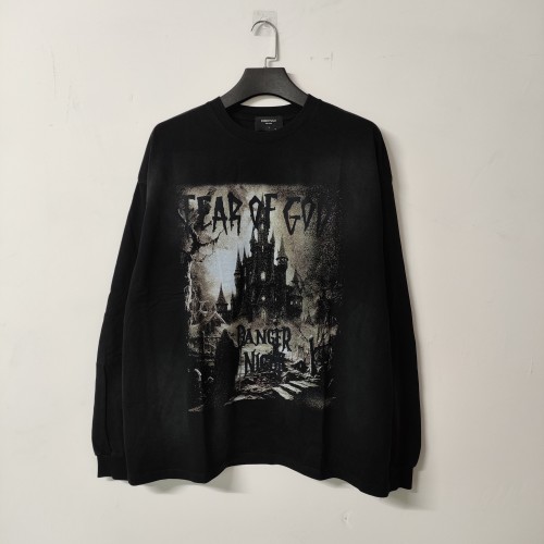 Fear of God New Dark Castle Danger Park Vintage Round Neck Long Sleeve T-shirt