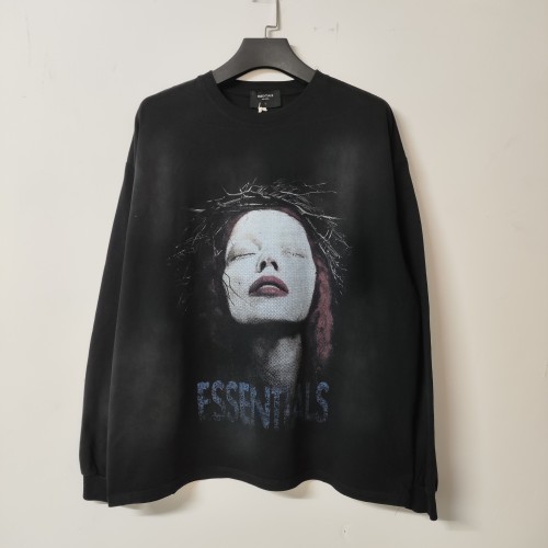 Fear of God New Sleeping Goddess Portrait Printed Vintage Round Neck Long Sleeve T-shirt