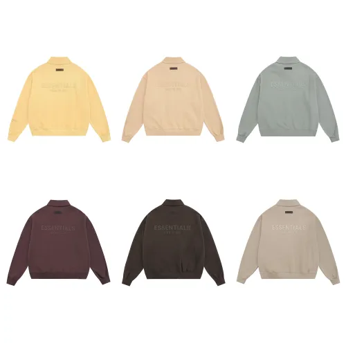 Fear of God Classic Logo Printed Casual Fleece Zipper Stand Up Collar Coat