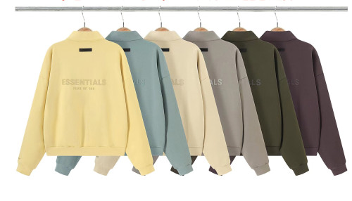 Fear of God Classic Logo Printed Casual Fleece Zipper Stand Up Collar Coat