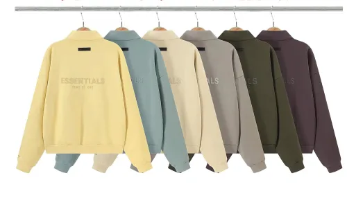 Fear of God Classic Logo Printed Casual Fleece Zipper Stand Up Collar Coat