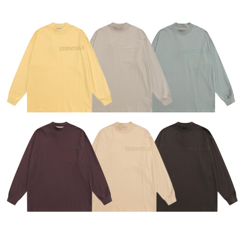Fear of God New Classic Logo Printed Velvet Plush High Neck Cotton Long Sleeve T-shirt
