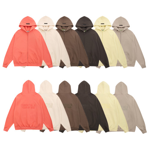 Fear of God Unisex Classic Logo Plush Printed Zipper Hoodie Coat