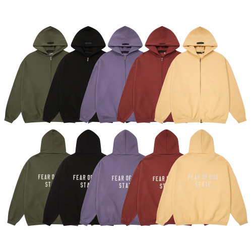 Fear of God Classic Embroidered Logo Casual Fleece Casual Zipper Hoodie