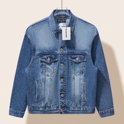 Balenciaga New Retro Embroidered Letter Washed Oversize Cowboy Jacket