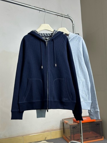 Dior New Classic Embroidered Logo Casual Zipper Hoodie