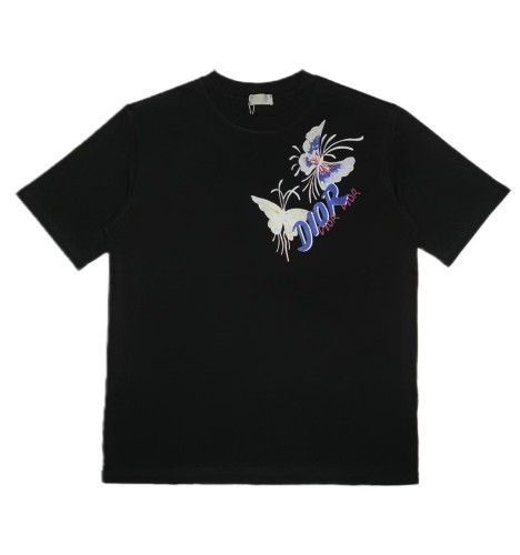 Dior New Fashion Hand Drawn Letter Logo Printed Round Neck Short Sleeve T-shirt