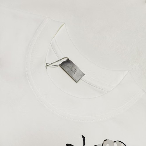Dior New Fashion Hand Drawn Letter Logo Printed Round Neck Short Sleeve T-shirt