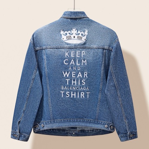 Balenciaga New Retro Embroidered Letter Washed Oversize Cowboy Jacket
