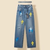 Chrome Hearts Classic Candy Cross Denim Pants Unisex Retro Washed Jeans