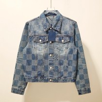 Louis Vuitton New Classic Checkerboard 3D Jacquard Vintage Jacket Cowboy Coat