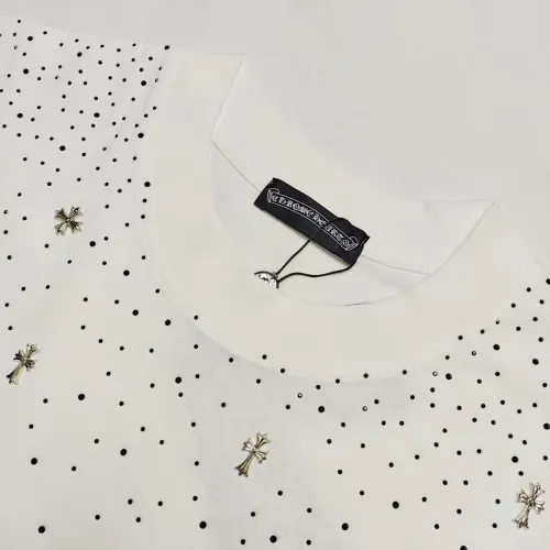 Chrome Hearts New Overlapping Cross Sanskrit Letter Pattern Hot Diamond T-shirt Couple Loose Short Sleeve