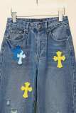 Chrome Hearts Classic Candy Cross Denim Pants Unisex Retro Washed Jeans