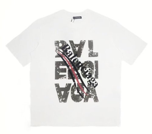Balenciaga New High Street Letter Logo Printed Vintage Short Sleeve Couple Casual T-shirt