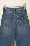 Prada New Fashion Triangle Label Washed Cigarette Tube Denim Pants