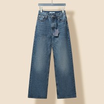 Prada New Fashion Triangle Label Washed Cigarette Tube Denim Pants