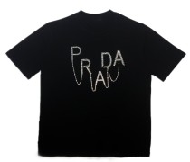Prada New Fashion Hot Diamond Logo Round Neck Short Sleeve Couple Casual T-shirt