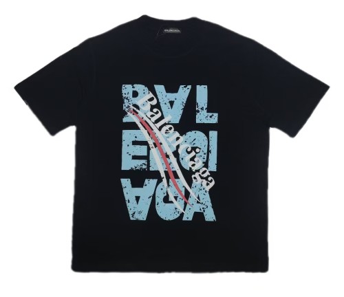 Balenciaga New High Street Letter Logo Printed Vintage Short Sleeve Couple Casual T-shirt