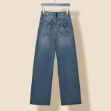 Prada New Fashion Triangle Label Washed Cigarette Tube Denim Pants