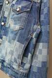 Louis Vuitton New Fashion Couple Mosaic Checkerboard Denim Jacket