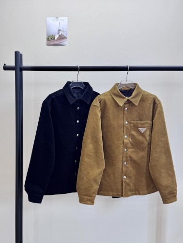 Prada New Corduroy Triangle Iron Brand Coat