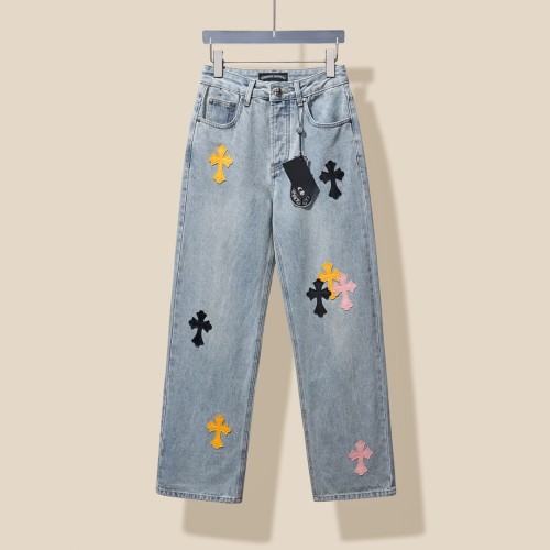 Chrome Hearts Classic Retro Washed Candy Cross Denim Pants
