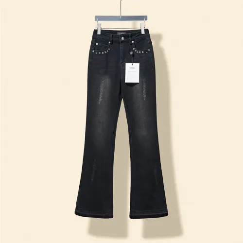 Chanel New Embroidered Logo High Elastic Horn Cowboy Pants