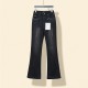 Chanel New Embroidered Logo High Elastic Horn Cowboy Pants