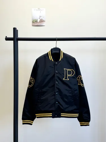 Prada Fashion Letter Embroidered Patchwork Pilot Jacket Baseball Jacket