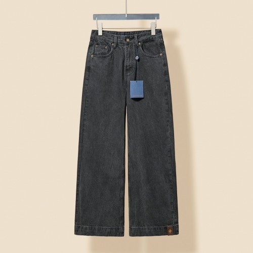 Louis Vuitton Classic Black Grey Casual Cowboy Pants