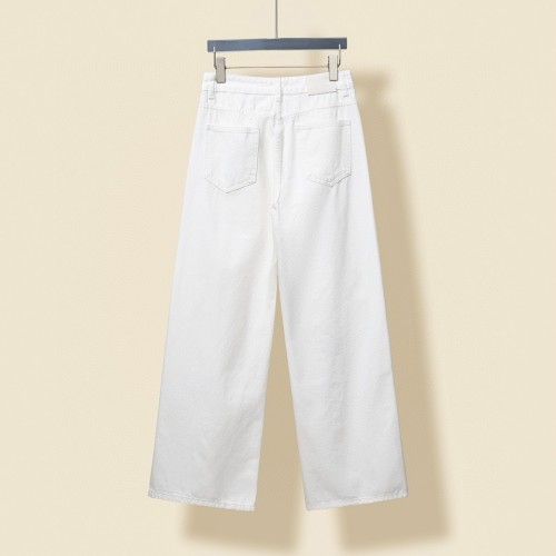 Chanel New Fashion Red Embroidered Denim Straight leg Jeans