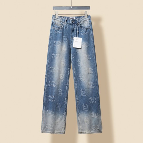 Chanel New Retro Gradient Jacquard Logo Denim Pants