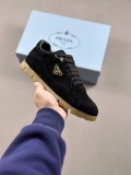 Prada Classic Casual Sneakers Women Fashion Imitation OX-Tendon Sole Antiskid Shoes Black