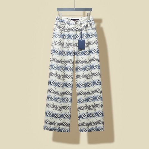 Louis Vuitton New Fashion Gradient Dyeing Full Print Logo Casual Pants