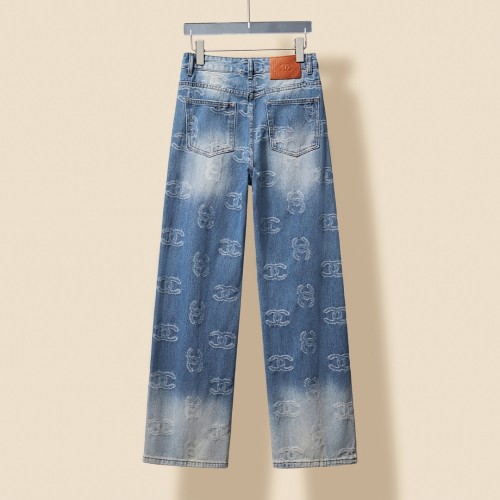 Chanel New Retro Gradient Jacquard Logo Denim Pants