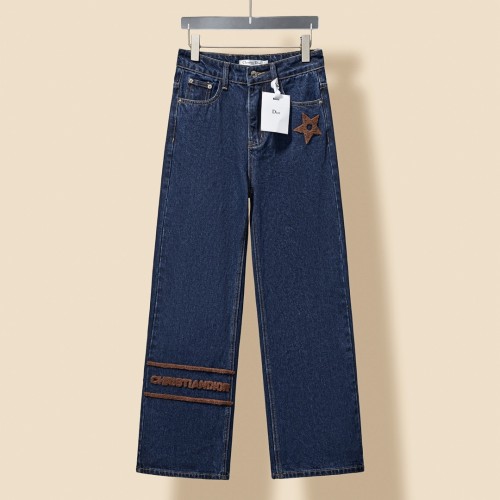 Dior New Fashion Towel Embroidered Straight leg Jeans