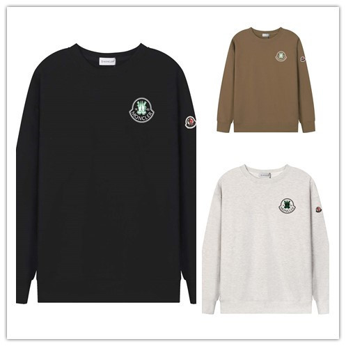 Moncler Classic Logo Printed Round Neck Sweatshirt Unisex Casual Sweatshirt 