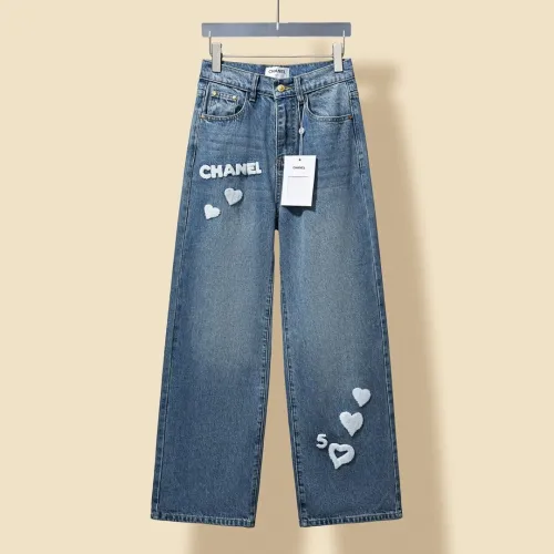 Chanel New Fashion Towel Embroidered Logo Love Washed Jeans