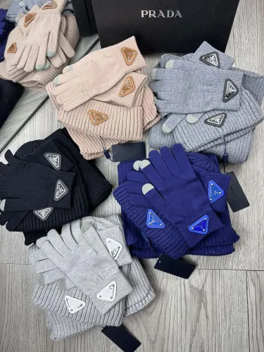Prada New Couple Fashion Scarf+Hat+Glove Set