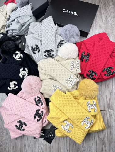 Chanel New Fashion Scarf+Hat+Glove Set